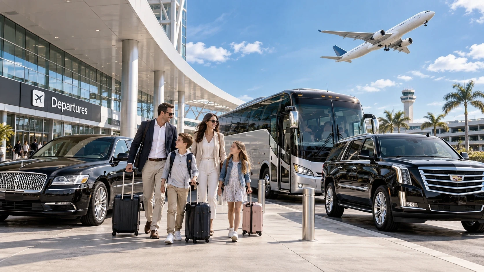 Group charter transportation at a Seattle area airport